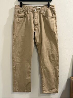 Gustin Men 36 Khaki Straight Fit Button Fly Chino Pants Pockets USA Casual *READ